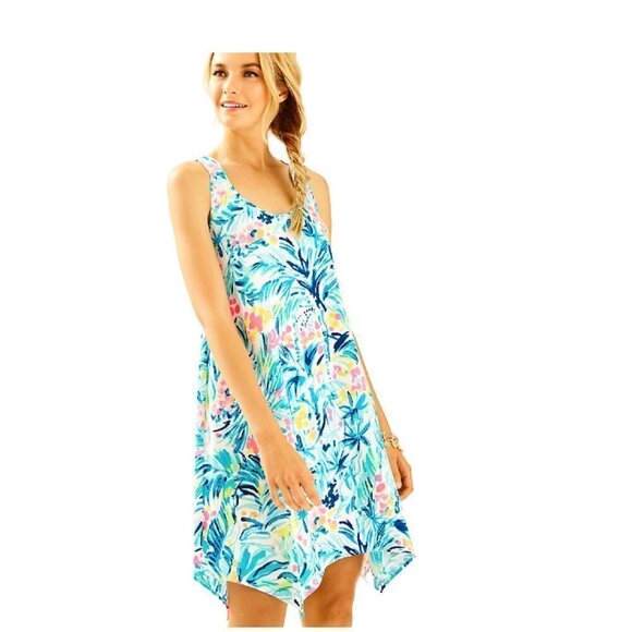Lilly Pulitzer Dresses & Skirts - LILLY PULITZER Melle Trapeze Dress Serene Blue Tippy Top Racerback cotton XXS